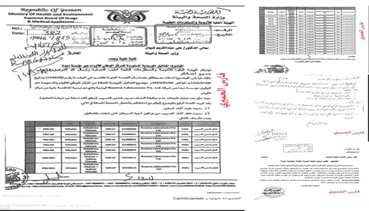 اسرار | بالوثائق والتفاصيل .. شحنة الموت في صنعاء تهدد حياة مئات المرضى ونافذون يضغطون للإفراج عنها